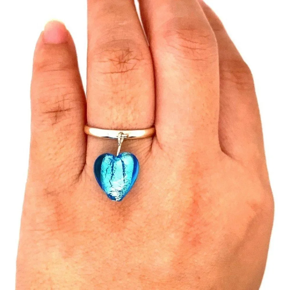 Silver Heart Dangle Ring‎